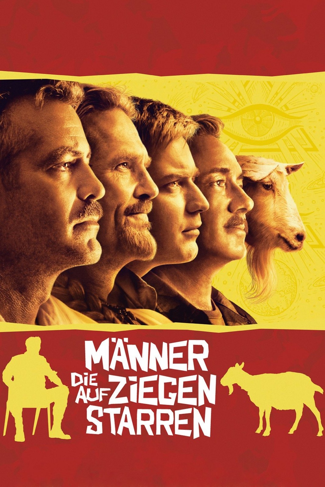  Männer die auf Ziegen starren 